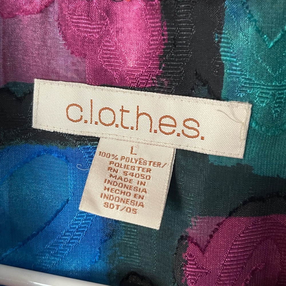C.l.o.t.h.e.s. By Talbots Multicolor Abstract Button Down Shirt colorful - Picture 5 of 7